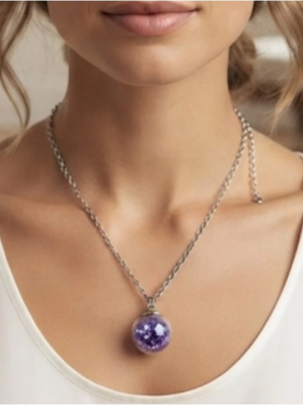 Purple Orb Pendant Necklace - Women Jewelry